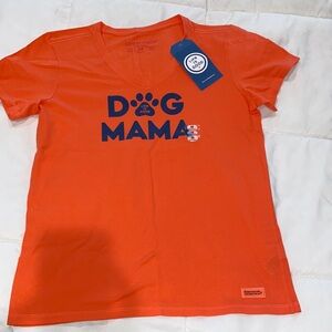 NWT ladies Life Is Good Dog Mama Tee size medium (Color tangerine)